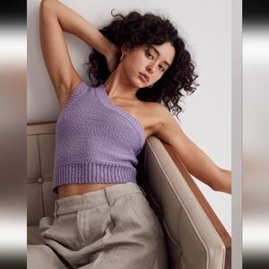 Madewell Womens  NWT Textural Knit One Shoulder Sweater Tank Aster Bloom Size M